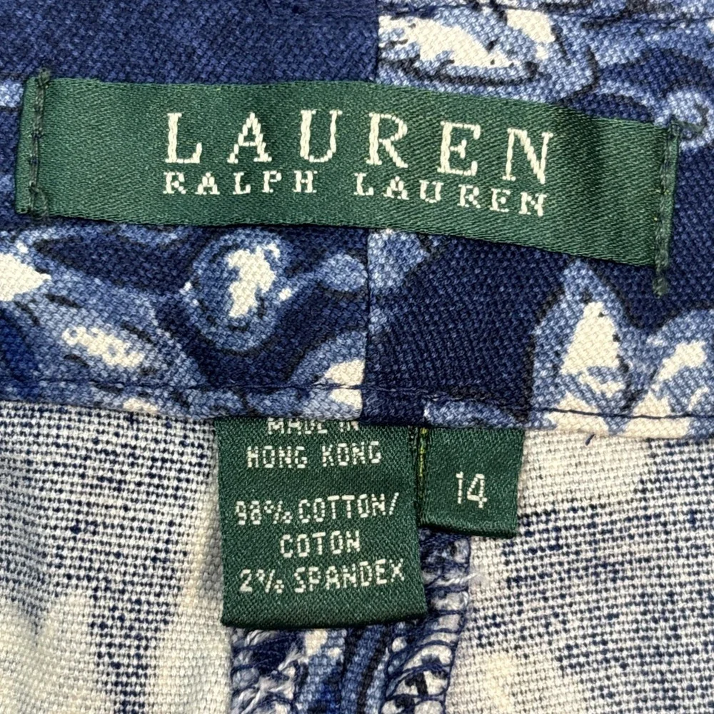 Lauren Ralph Lauren Women's 14‎ Crop Floral Pant Navy Cotton Stretch Pockets NEW - Picture 4 of 11